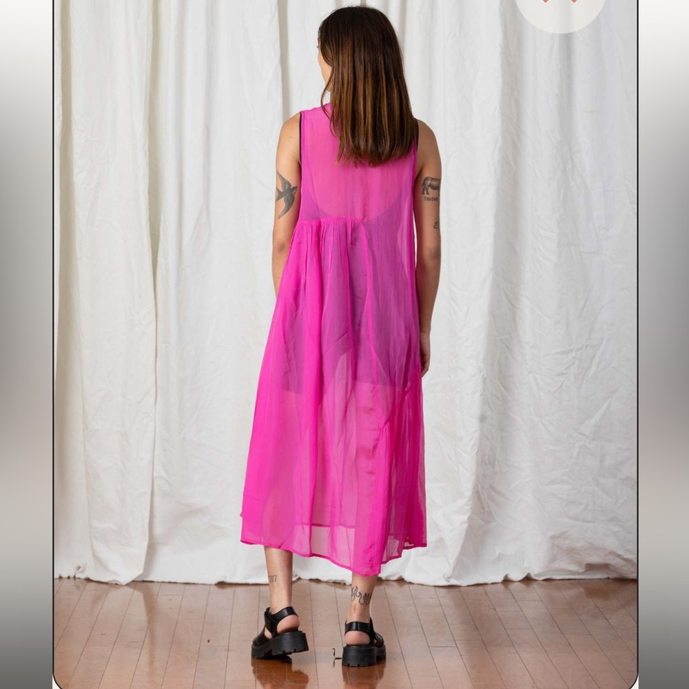 Hot Pink sheer sleeveless Ali Golden Dress - Picture 3 of 11